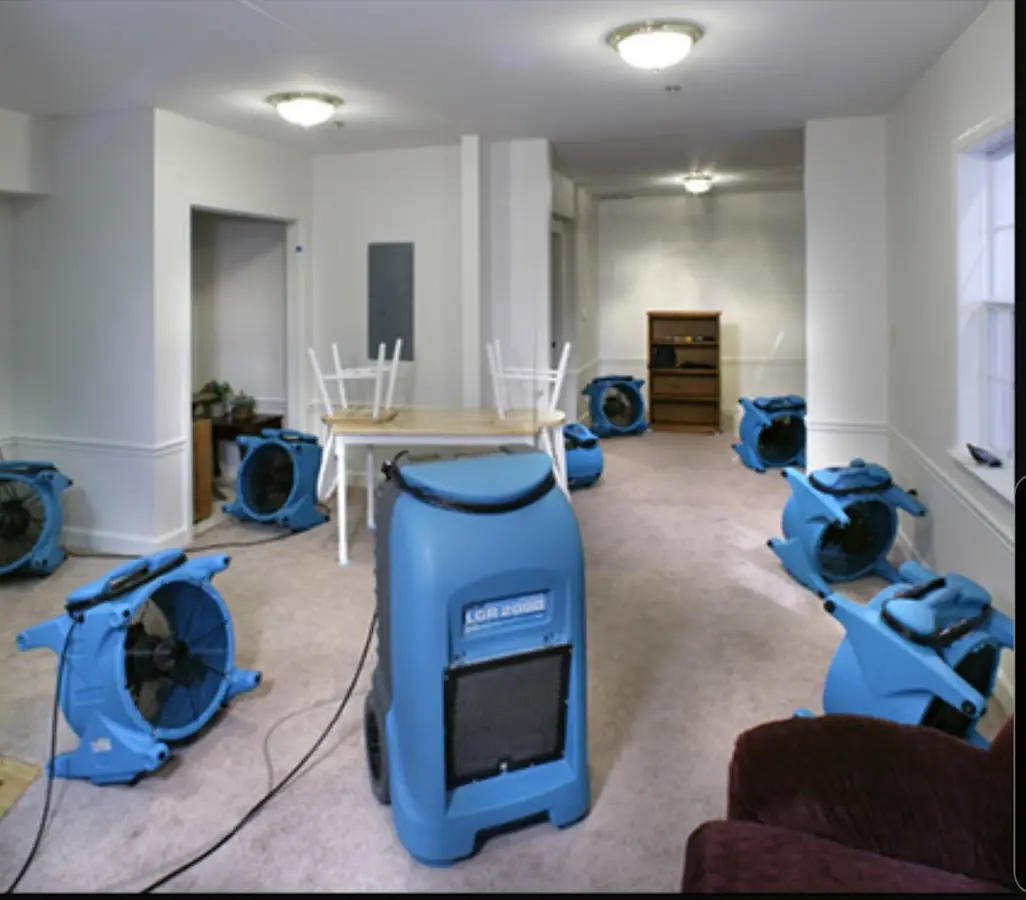 Air movers and dehumidifier setup for Water Extraction & Removal in Castle Shannon
